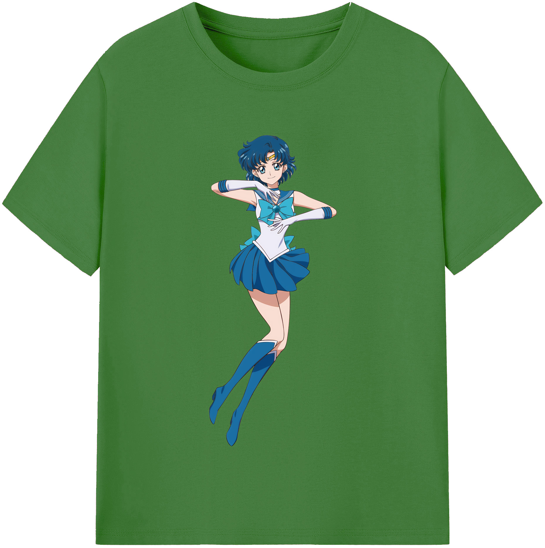 （画像用） 美少女戦士セーラームーン 水野 亜美 みずの あみ Sailor Moon Mizuno Ami レディースカジュアルプリントTシャツ（綿100％）
